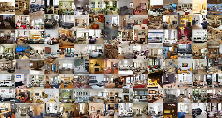 Grid of living room images, showing most images looking decent at a glance