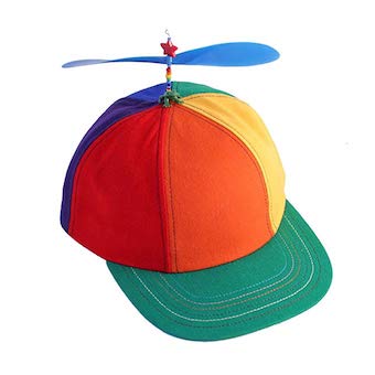 Rainbow-colored propeller beanie