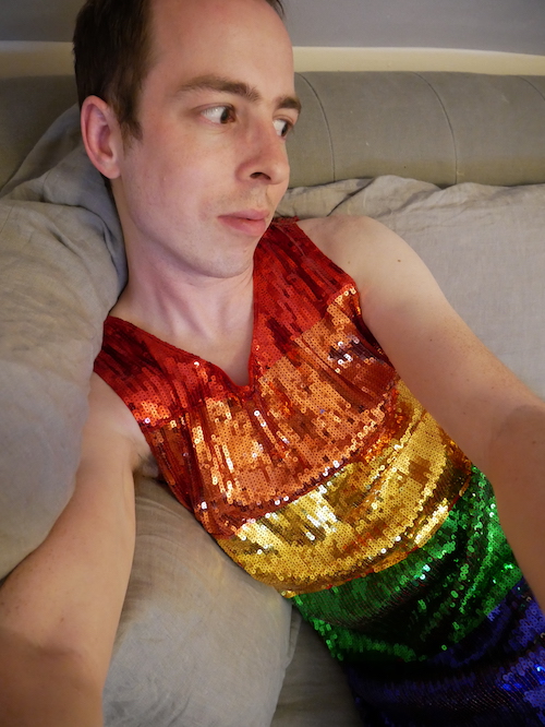 Rainbow dress, with no wig