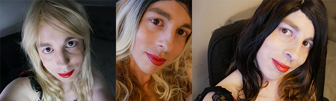 Collection of pictures with three different wigs